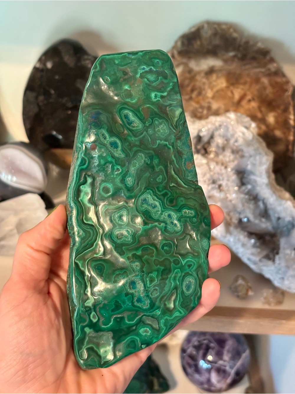 Large Natural Malachite & Chrysocolla Freeform Specimen Crystal 577g
